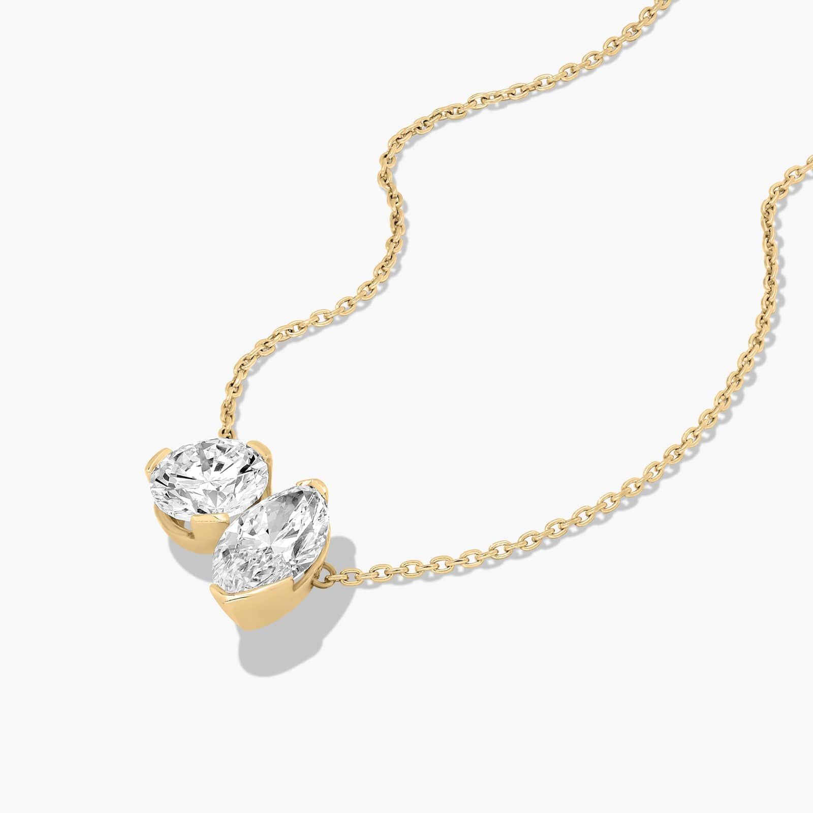 Toi Et Moi Pendant Necklace With Round And Marquise Cut Lab-Grown Diamonds In 14K Yellow Gold By James Allen