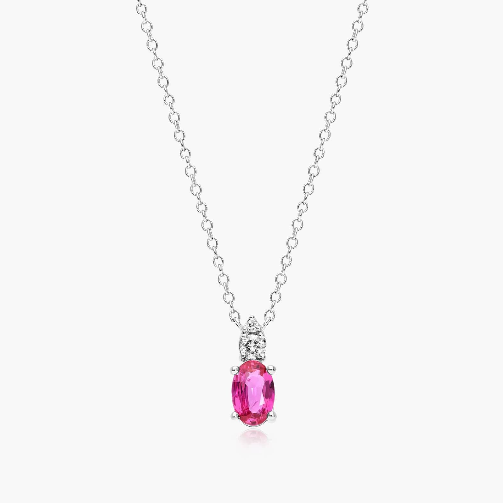14K White Gold Ruby and Diamond Necklace By James Allen