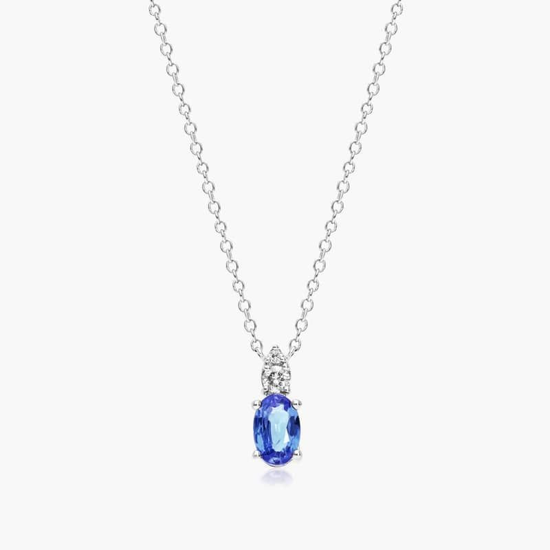 14K White Gold Sapphire and Diamond Necklace By James Allen