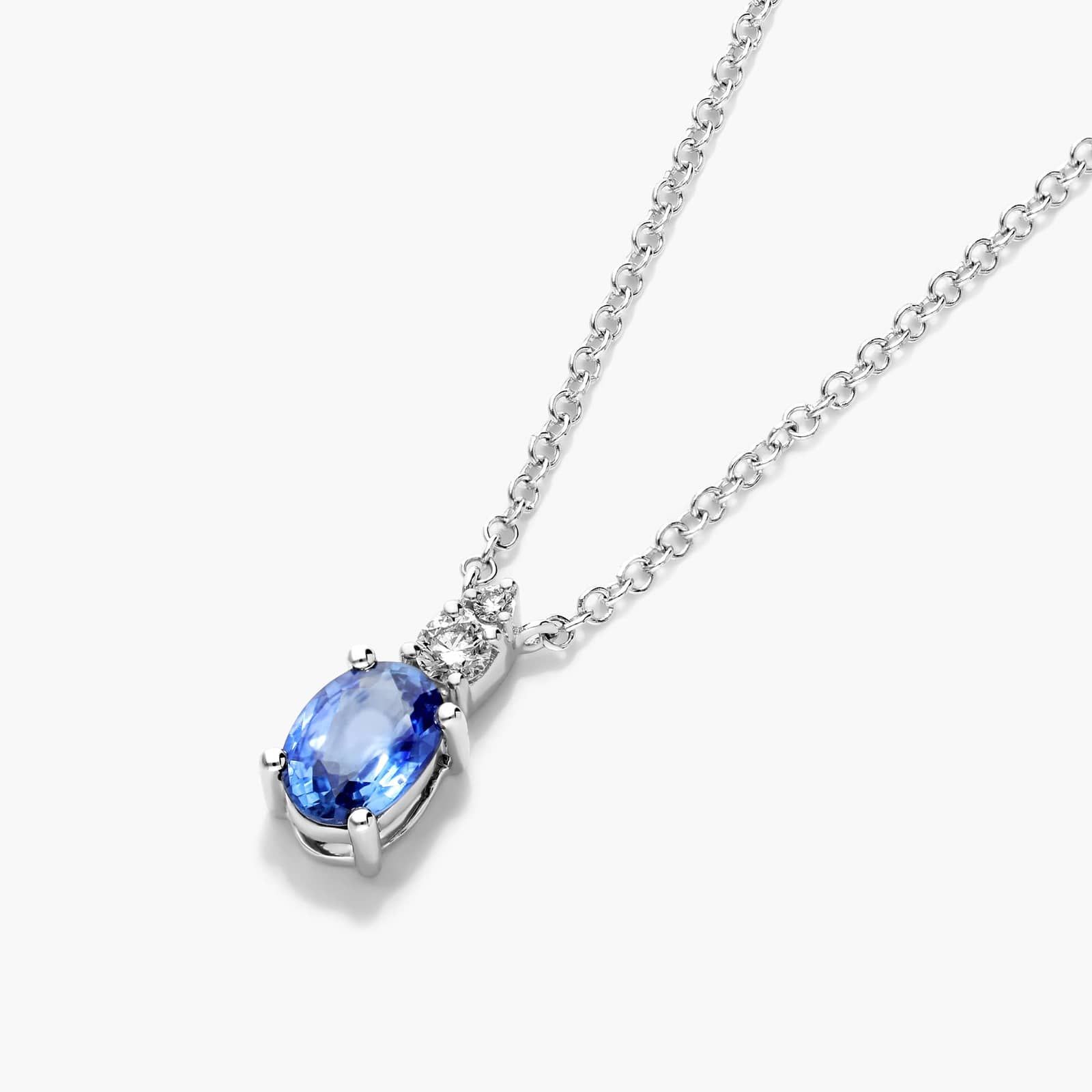 14K White Gold Sapphire and Diamond Necklace By James Allen