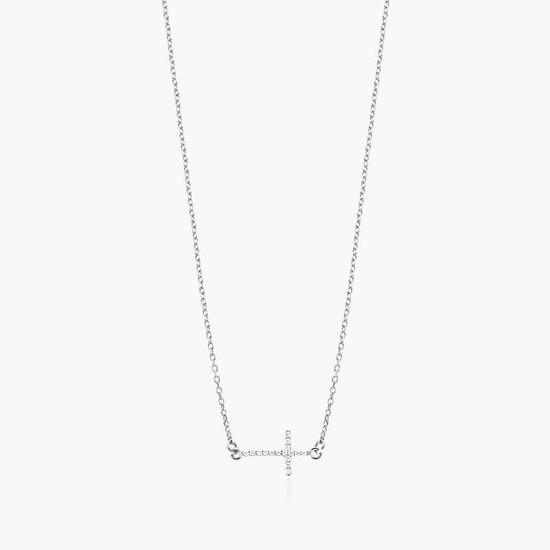 Sideways Cross Diamond Necklace In 14K White Gold By James Allen