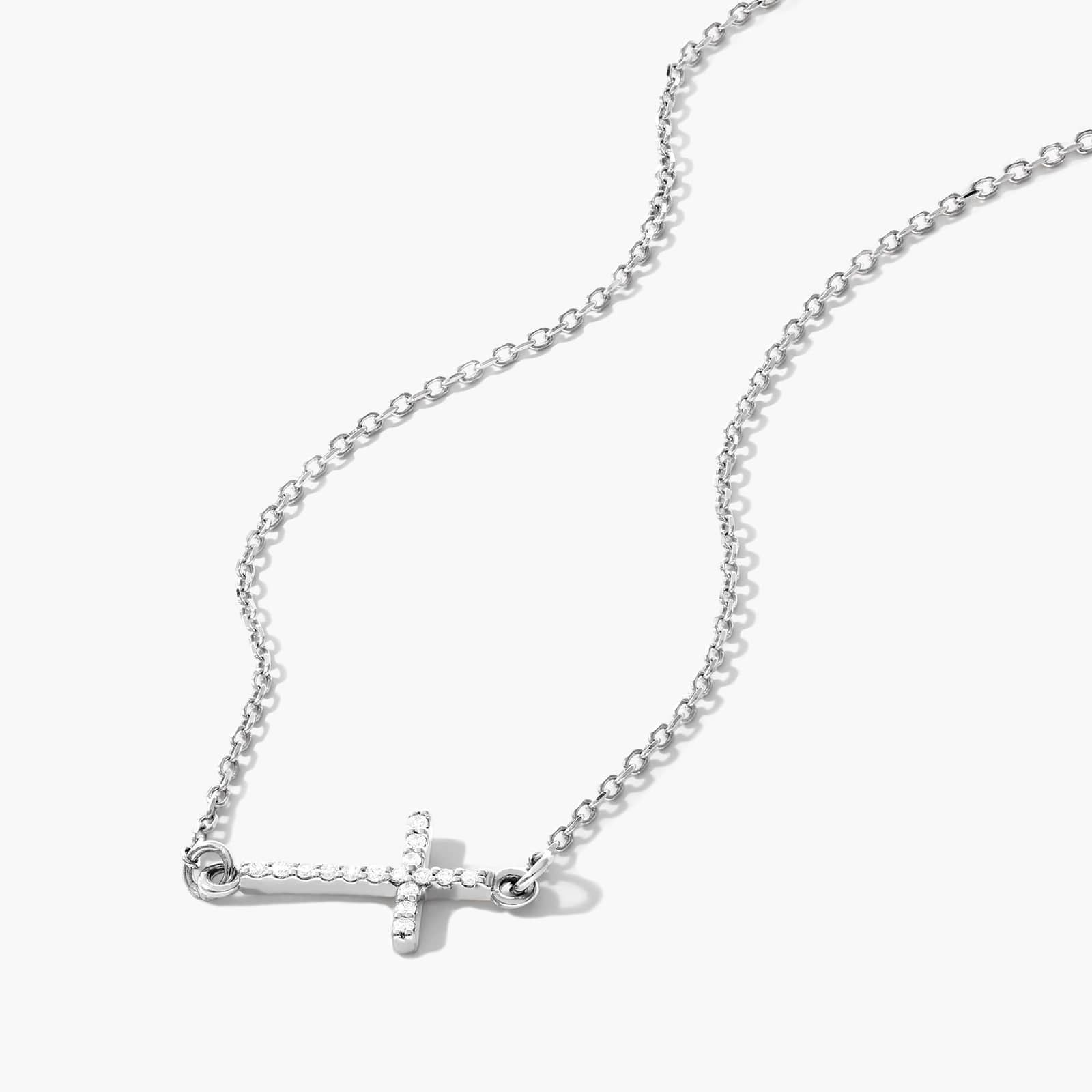 Sideways Cross Diamond Necklace In 14K White Gold By James Allen