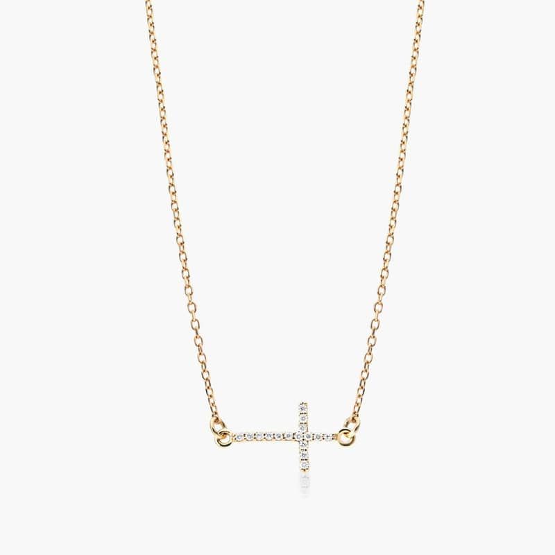 Sideways Cross Diamond Necklace In 14K Yellow Gold By James Allen