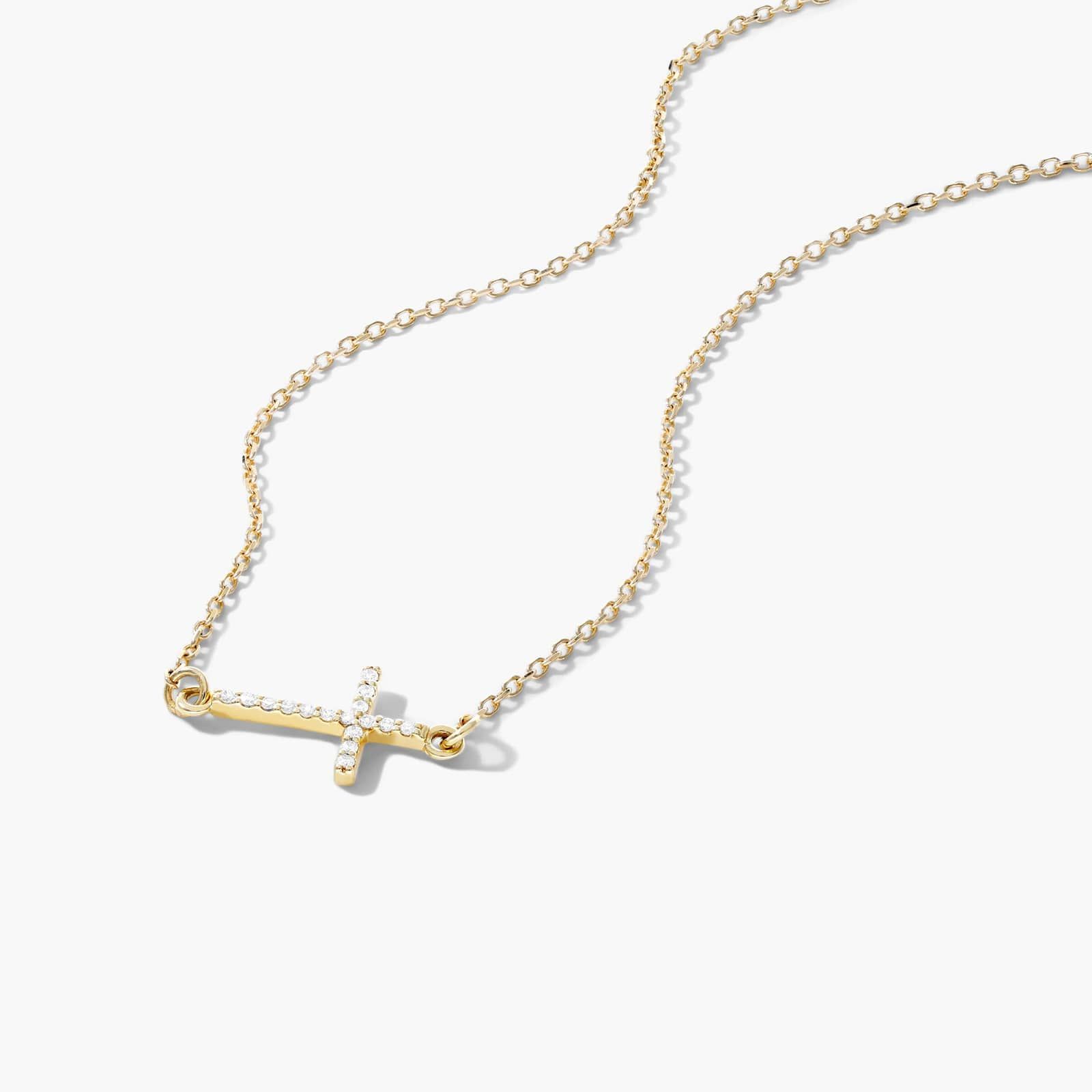 Sideways Cross Diamond Necklace In 14K Yellow Gold By James Allen