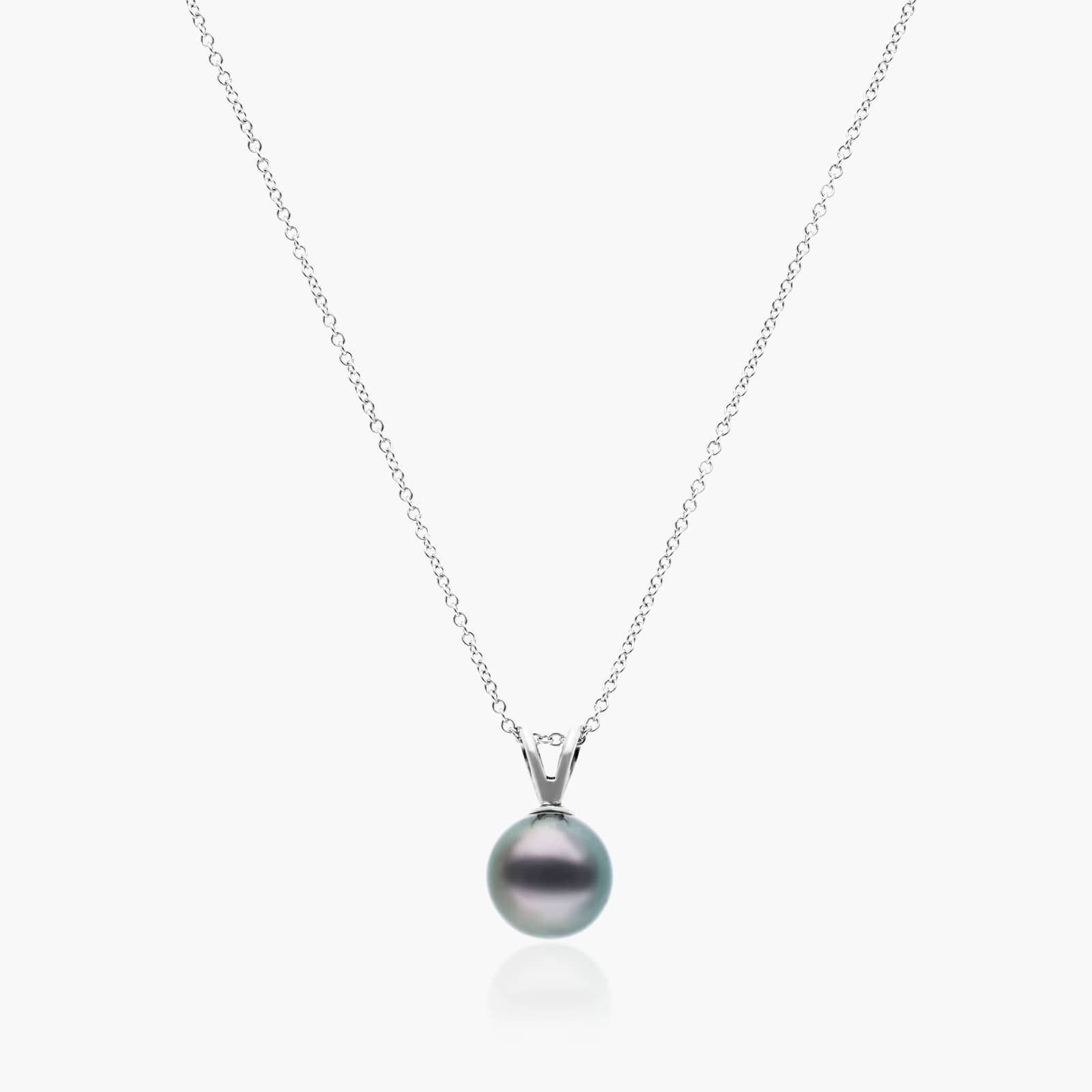 14K White Gold Tahitian Cultured Pearl Necklace (8.0-9.0mm) By James Allen