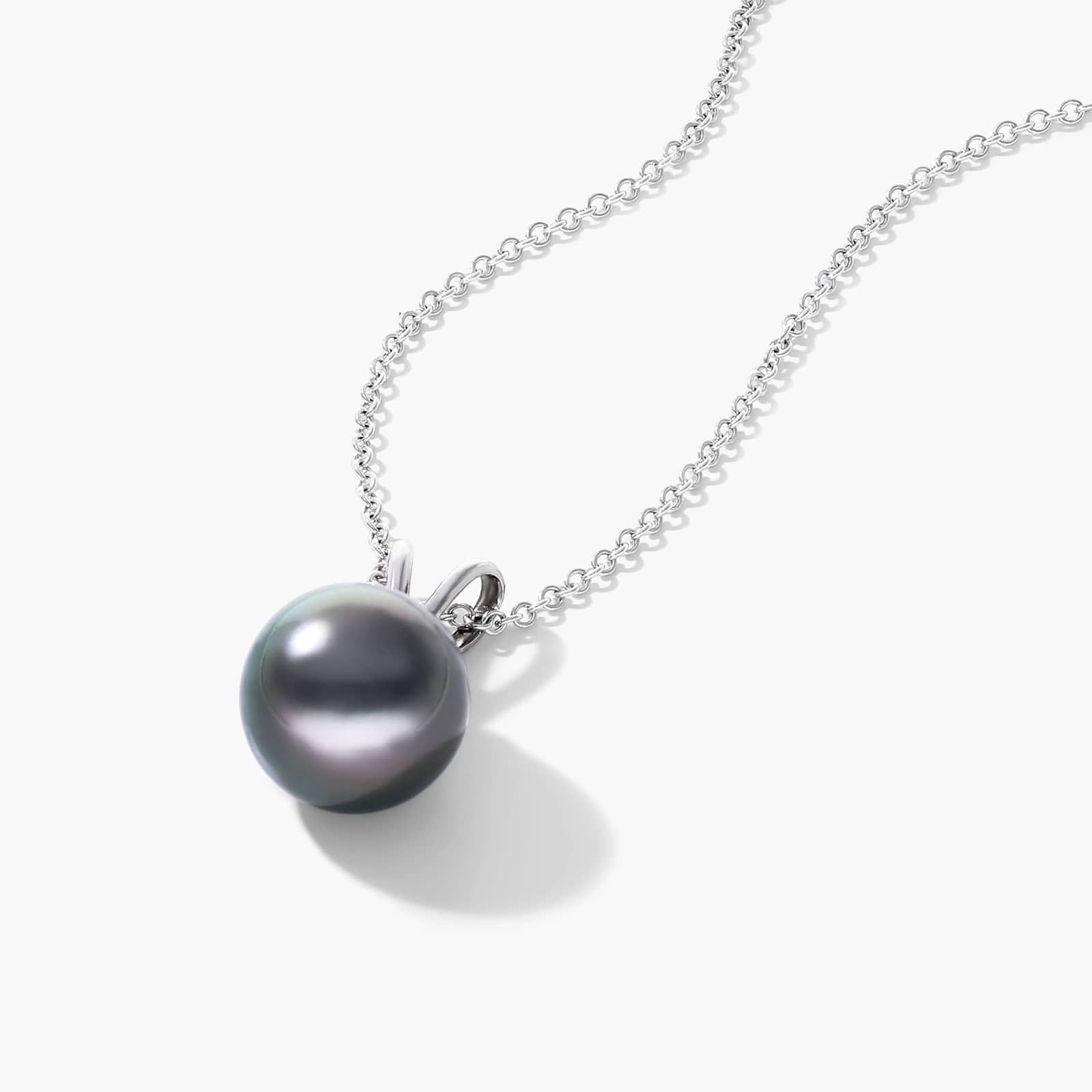14K White Gold Tahitian Cultured Pearl Necklace (8.0-9.0mm) By James Allen