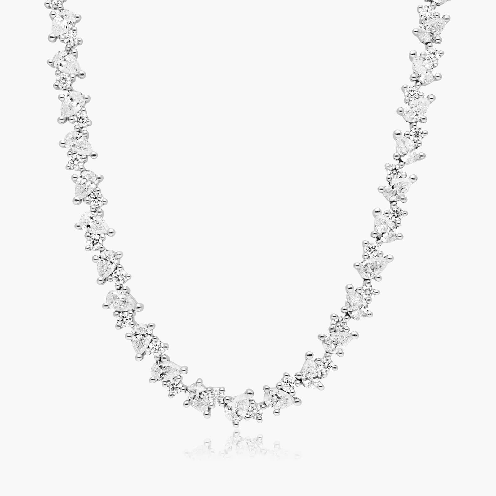 14K White Gold Fancy Mélange Lab-Grown Diamond Tennis Necklace By James Allen