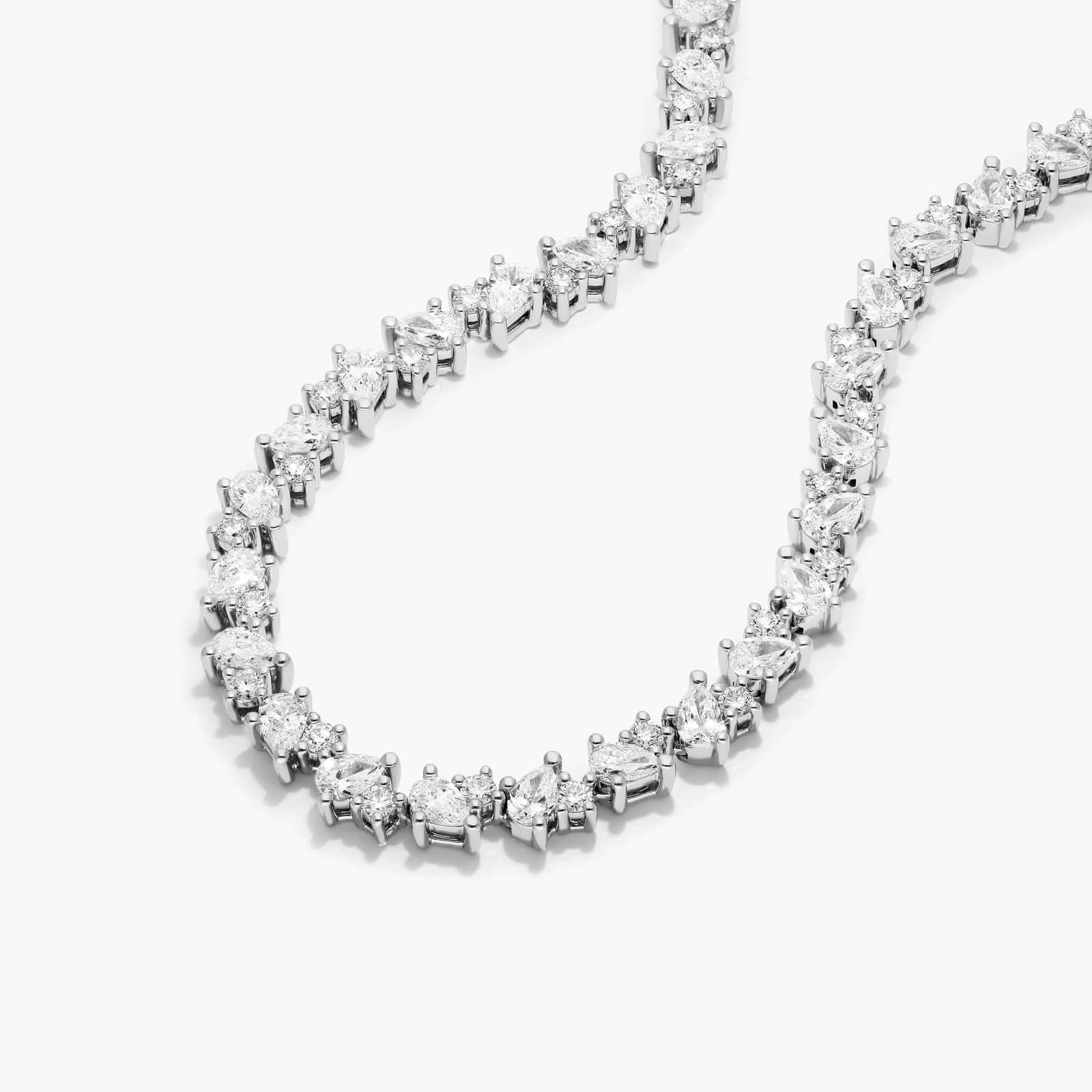 14K White Gold Fancy Mélange Lab-Grown Diamond Tennis Necklace By James Allen