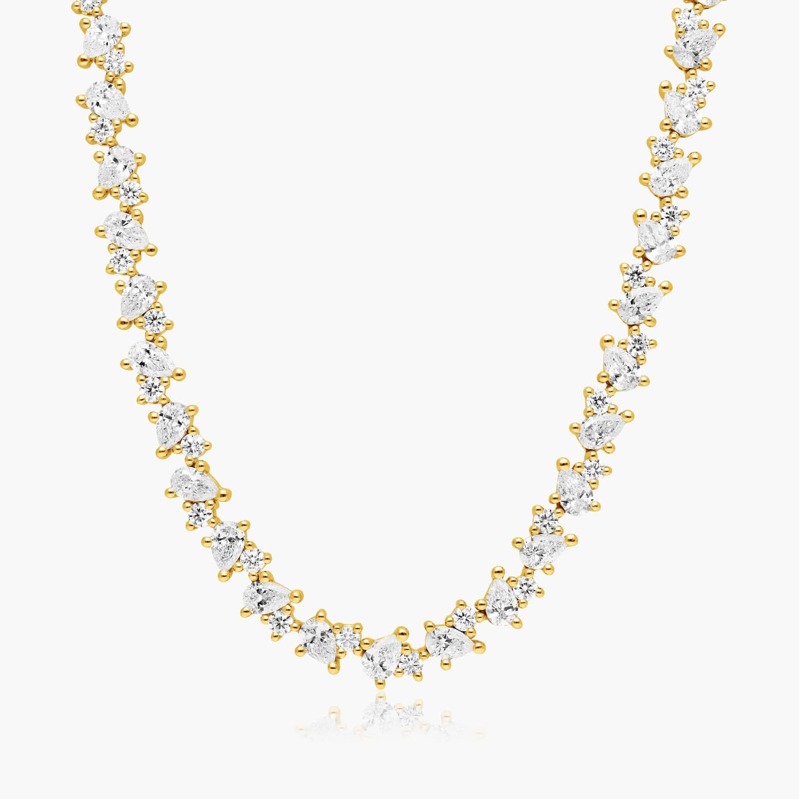 14K Yellow Gold Fancy Mélange Lab-Grown Diamond Tennis Necklace By James Allen