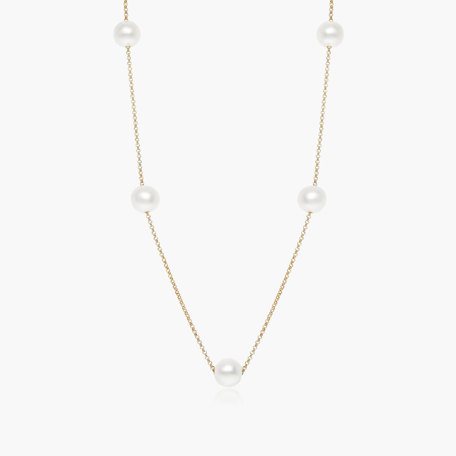 14K Yellow Gold Freshwater Cultured Pearl Station Necklace By James Allen