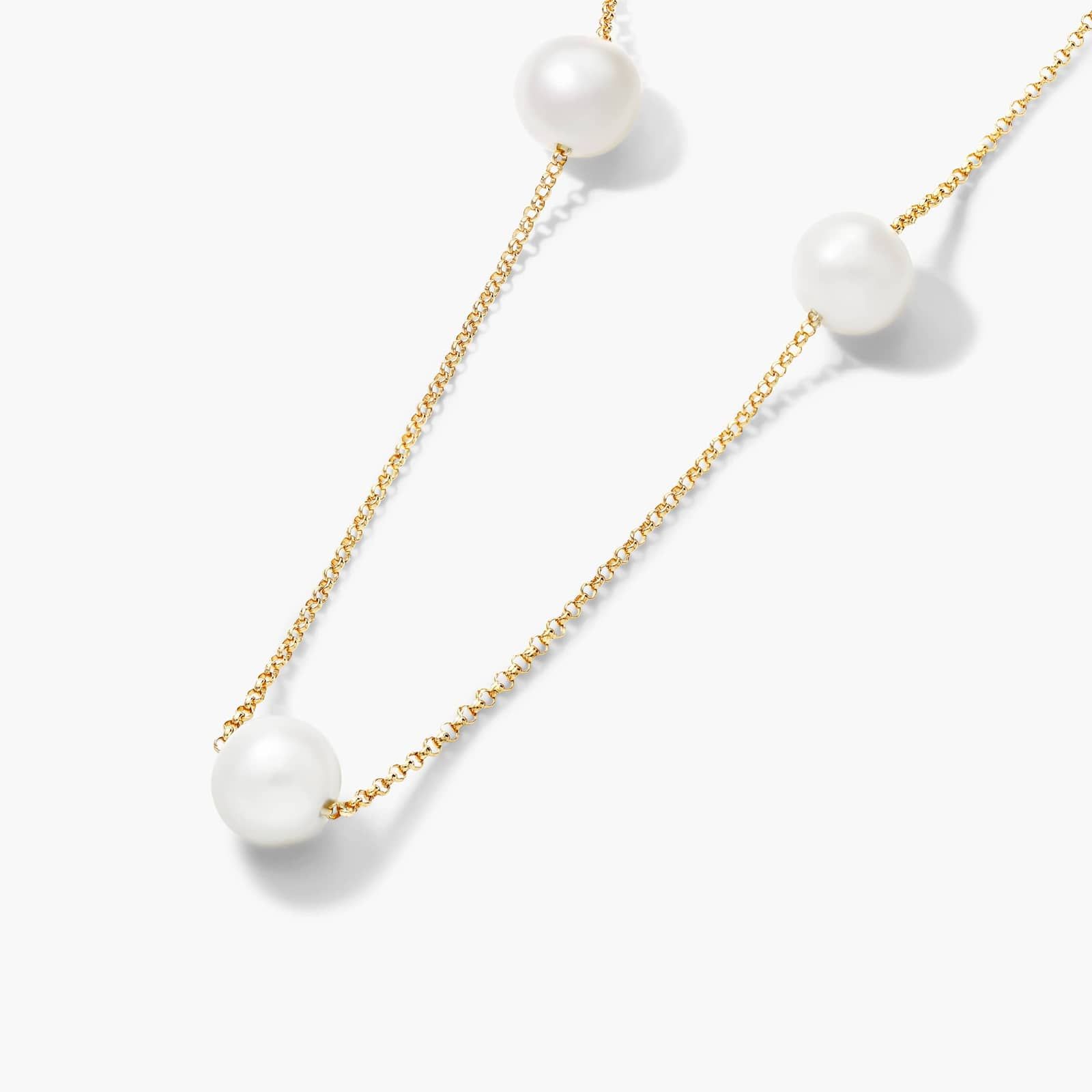 14K Yellow Gold Freshwater Cultured Pearl Station Necklace By James Allen