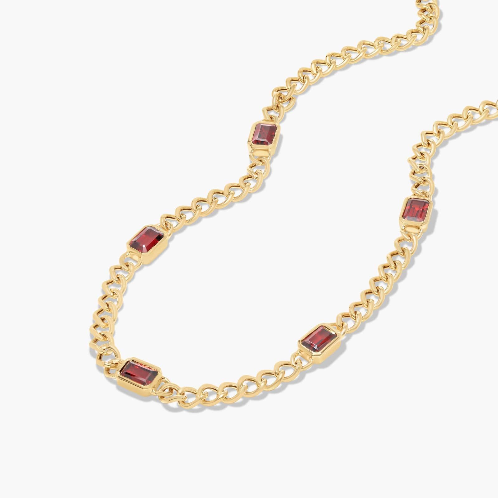 14K Yellow Gold Radiant Reflections Emerald Cut Garnet Curb Chain Necklace By James Allen