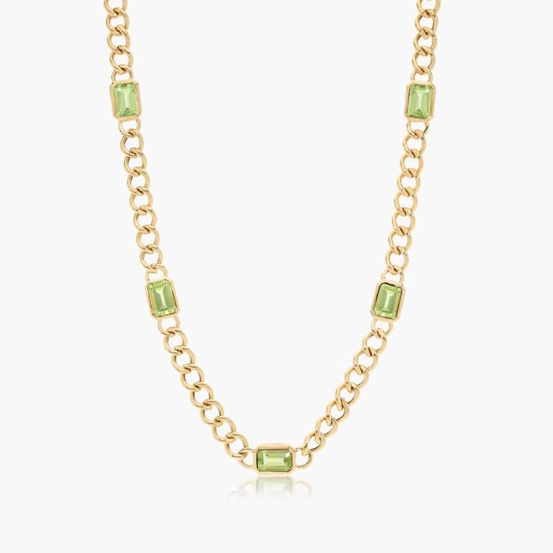 14K Yellow Gold Radiant Reflections Emerald Cut Peridot Curb Chain Necklace By James Allen