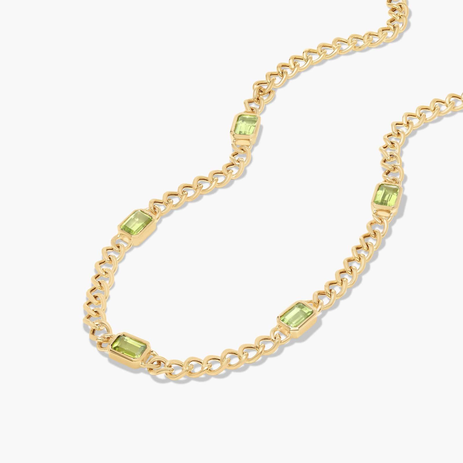 14K Yellow Gold Radiant Reflections Emerald Cut Peridot Curb Chain Necklace By James Allen