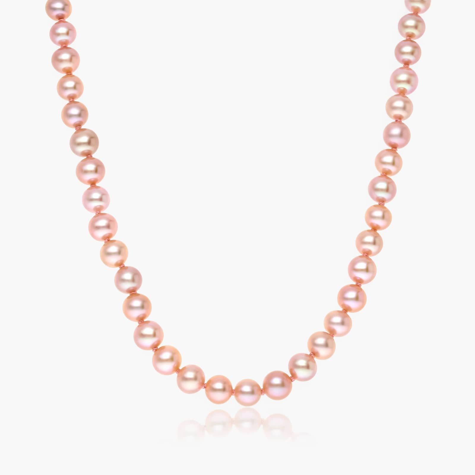 14K White Gold Pink Freshwater Cultured Pearl Fishclasp Necklace (6-7mm) By James Allen