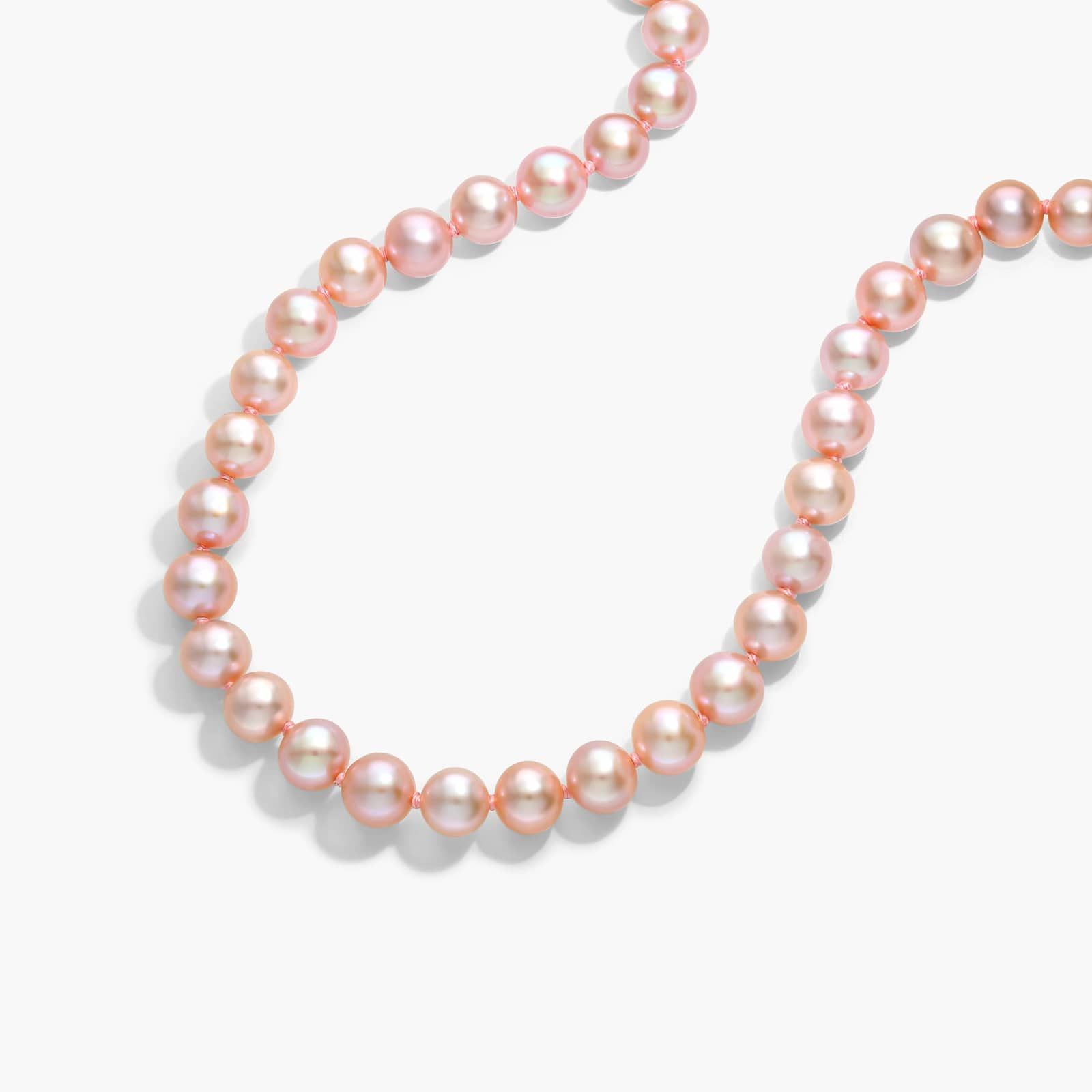 14K White Gold Pink Freshwater Cultured Pearl Fishclasp Necklace (6-7mm) By James Allen