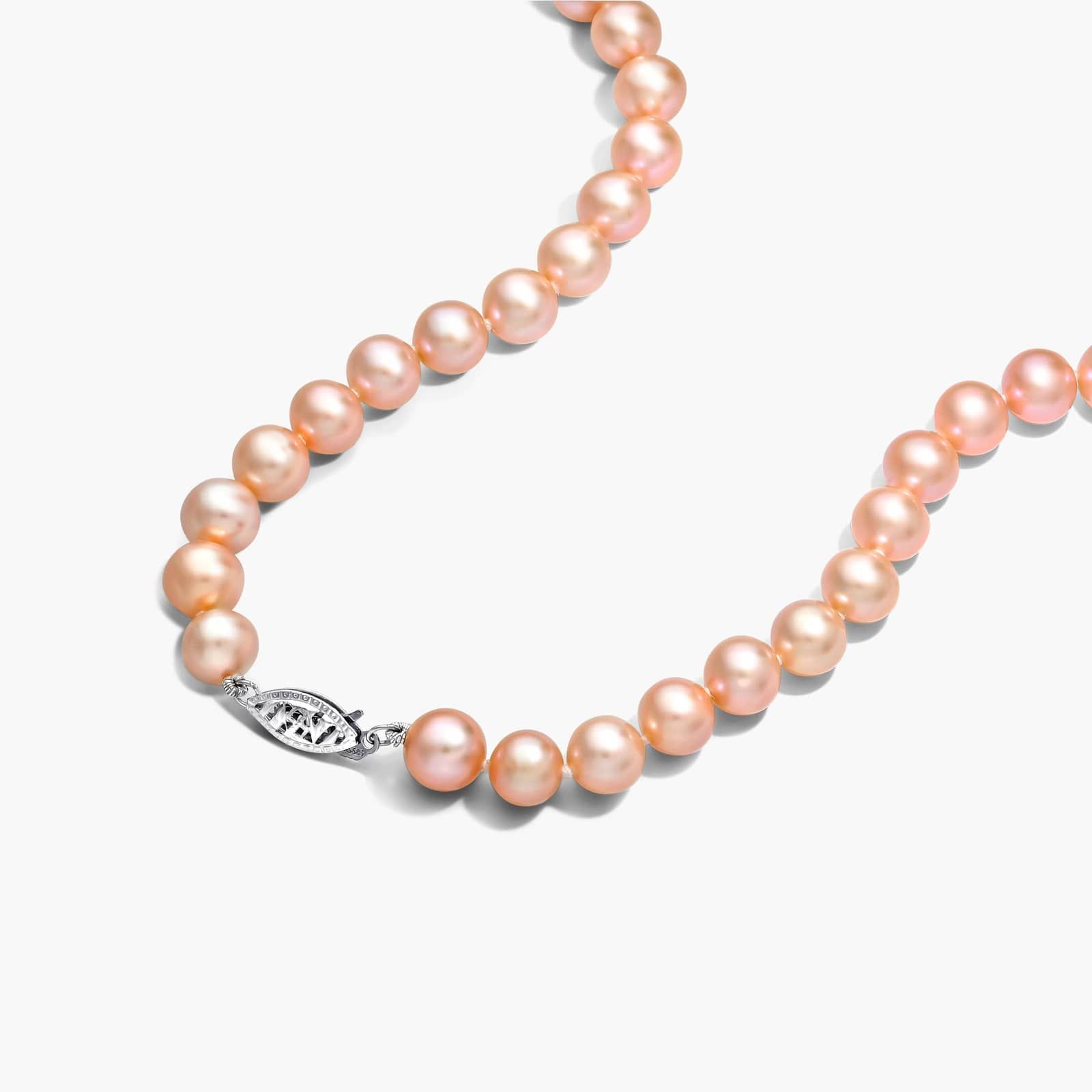 14K White Gold Pink Freshwater Cultured Pearl Fishclasp Necklace (7-8mm) By James Allen