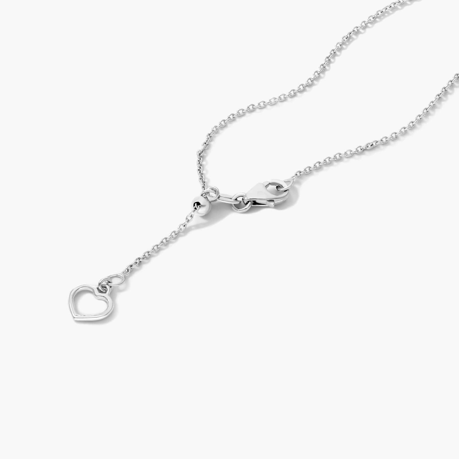 14K White Gold Heart Alternating Sapphire and Diamond Necklace By James Allen