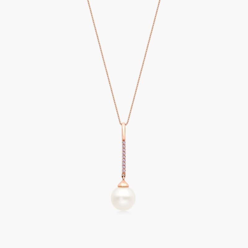 14K Rose Gold Freshwater Cultured Pearl and Amethyst Drop Necklace (8.0-8.5mm) By James Allen