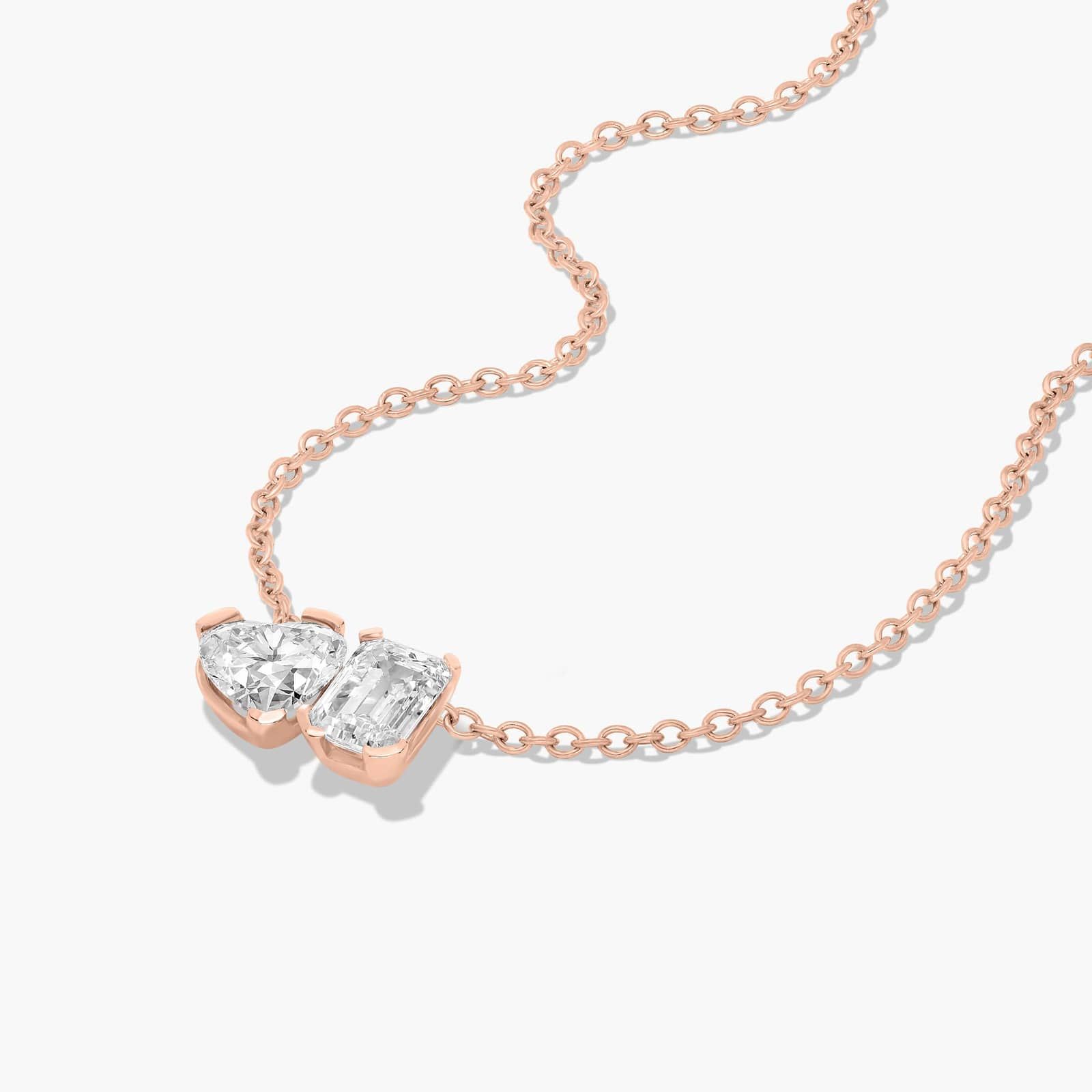 Toi Et Moi Pendant Necklace With Heart And Emerald Cut Lab-Grown Diamonds In 14K Rose Gold By James Allen