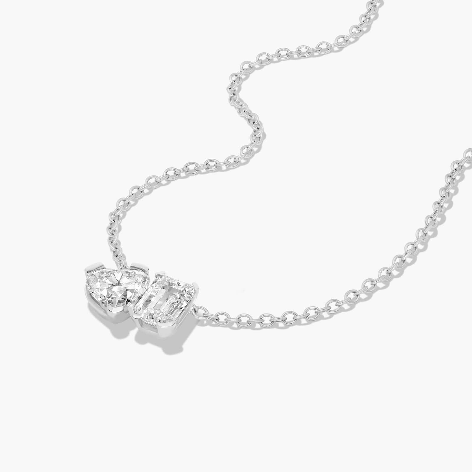 Toi Et Moi Pendant Necklace With Heart And Emerald Cut Lab-Grown Diamonds In 14K White Gold By James Allen