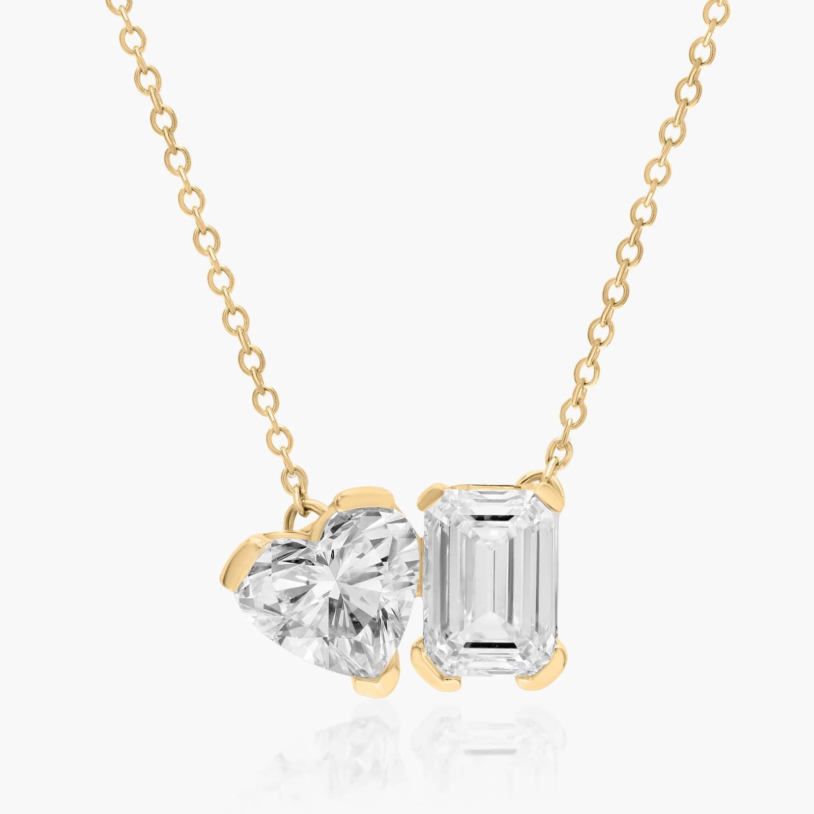 Toi Et Moi Pendant Necklace With Heart And Emerald Cut Lab-Grown Diamonds In 14K Yellow Gold By James Allen