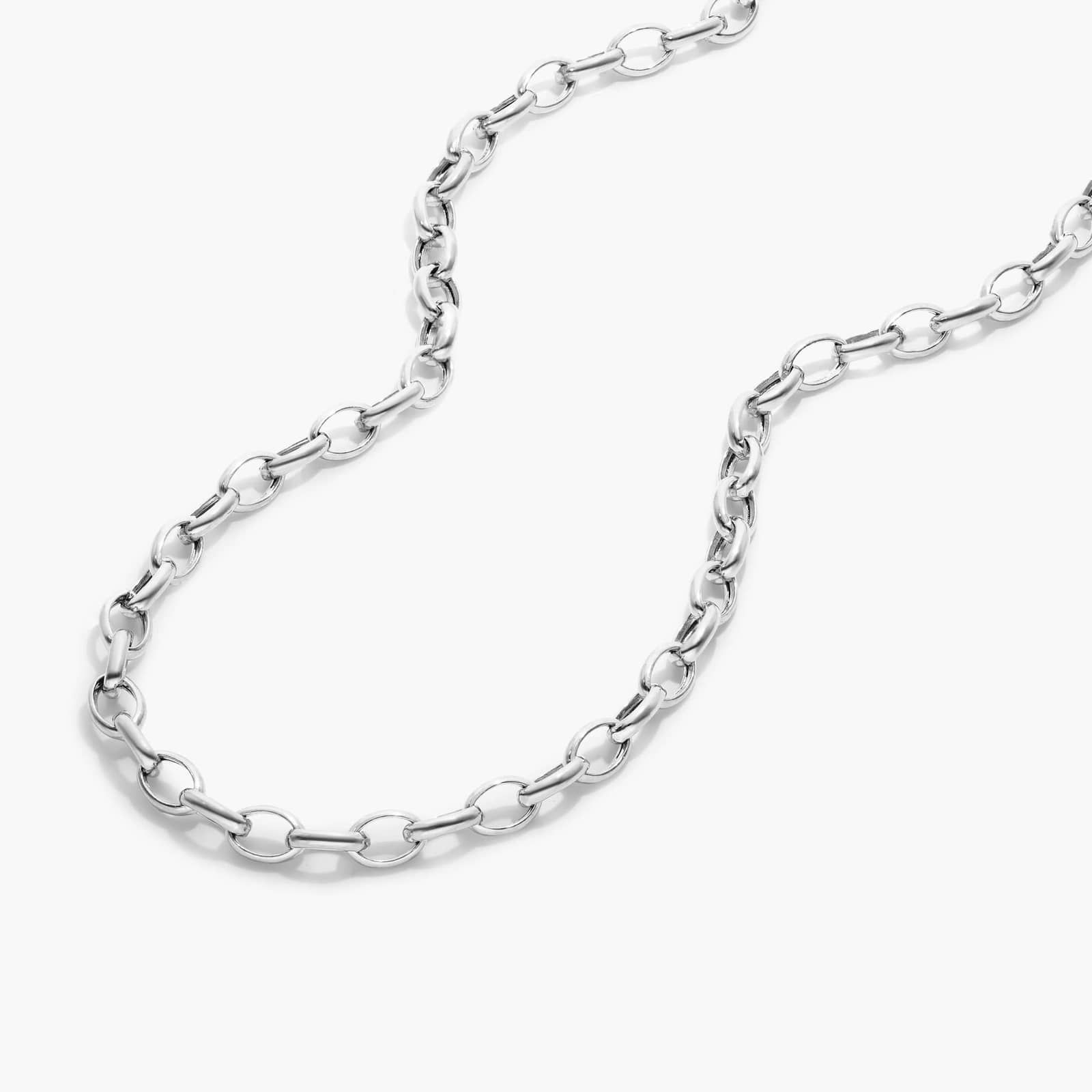 14K White Gold 3.2mm Oval Rolo Chain Necklace - 18 inches By James Allen