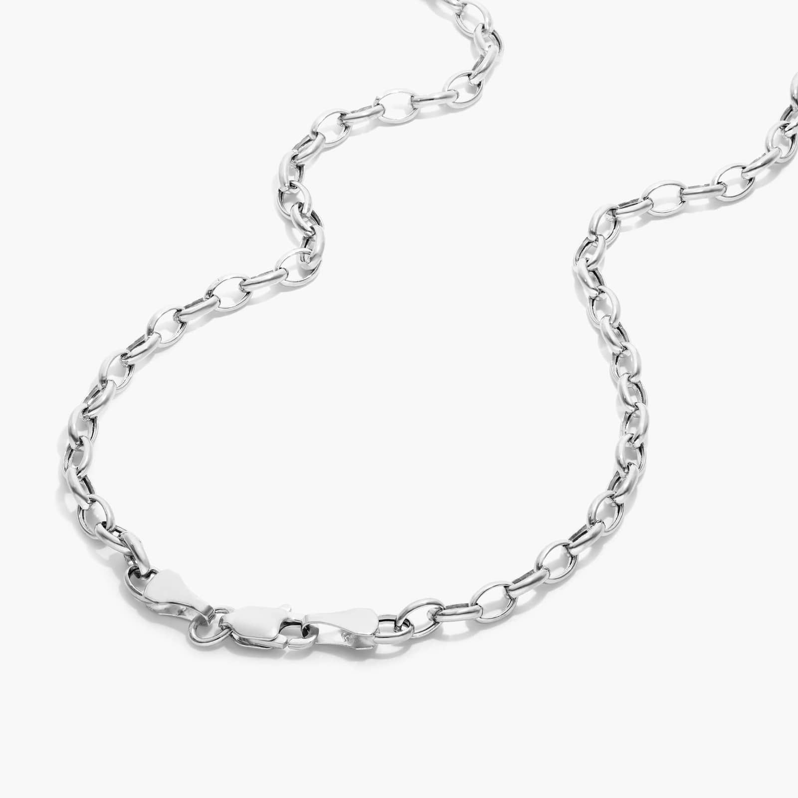 14K White Gold 3.2mm Oval Rolo Chain Necklace - 18 inches By James Allen