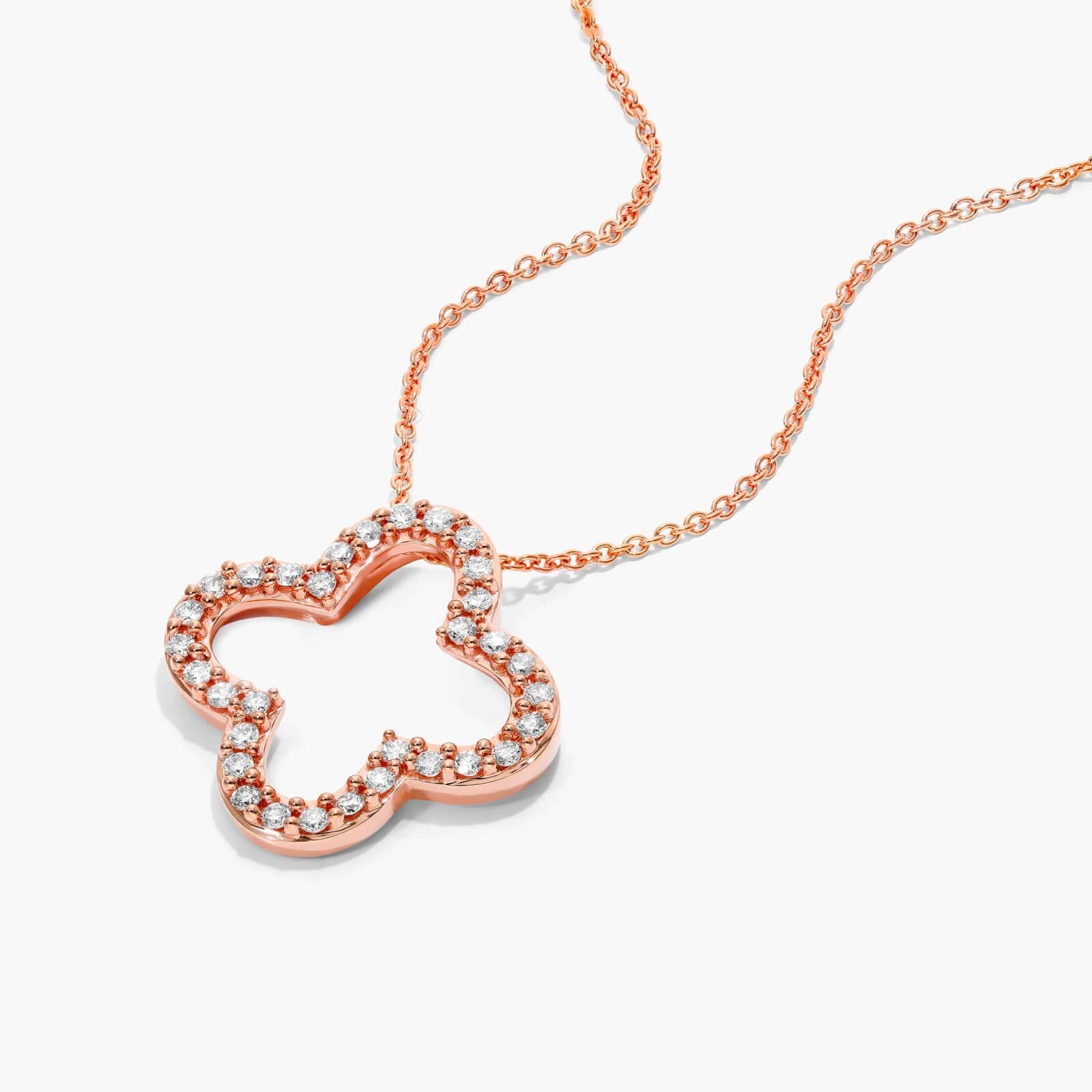 Open Clover Diamond Necklace In 14K Rose Gold By James Allen