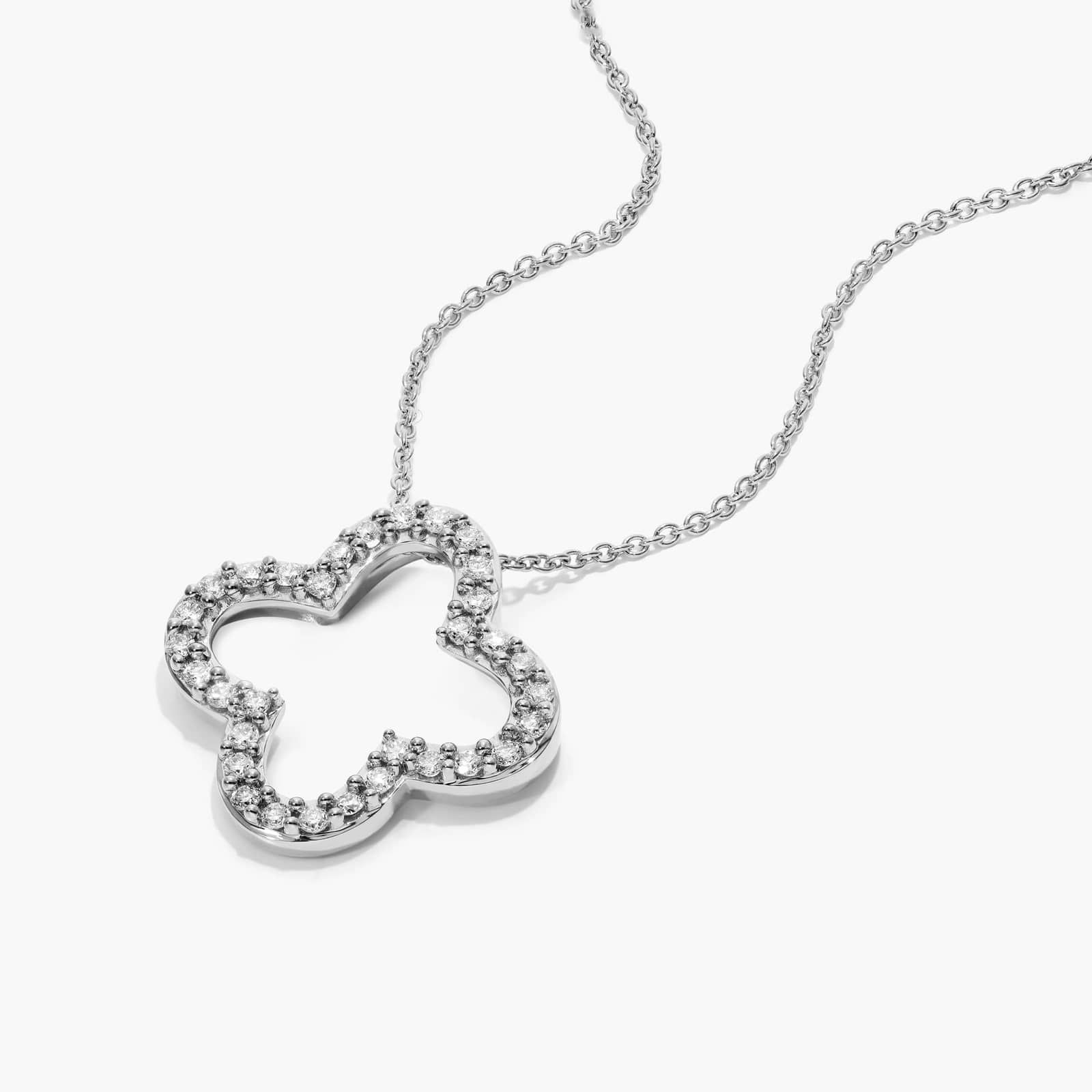 Open Clover Diamond Necklace In 14K White Gold By James Allen