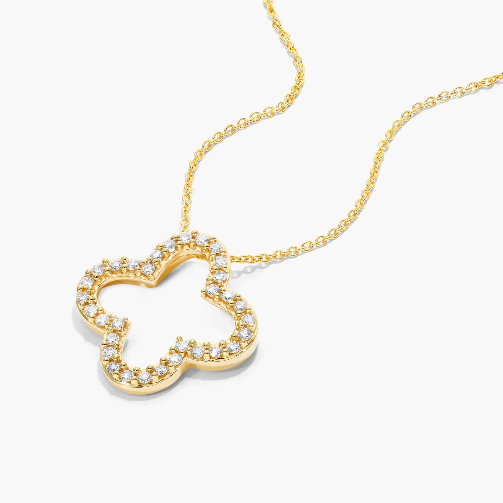 Open Clover Diamond Necklace In 14K Yellow Gold By James Allen