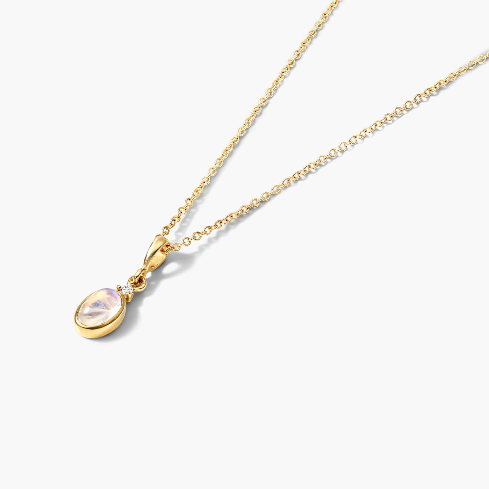 14K Yellow Rainbow Moonstone and Diamond Necklace By James Allen