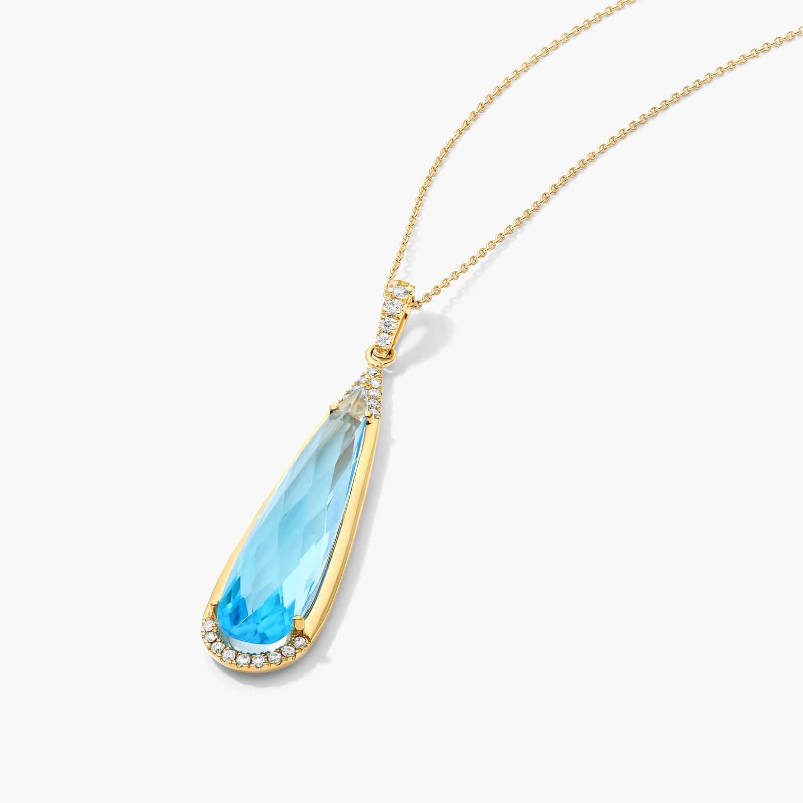 14K Yellow Gold Blue Topaz Elongated Pear Pendant By James Allen