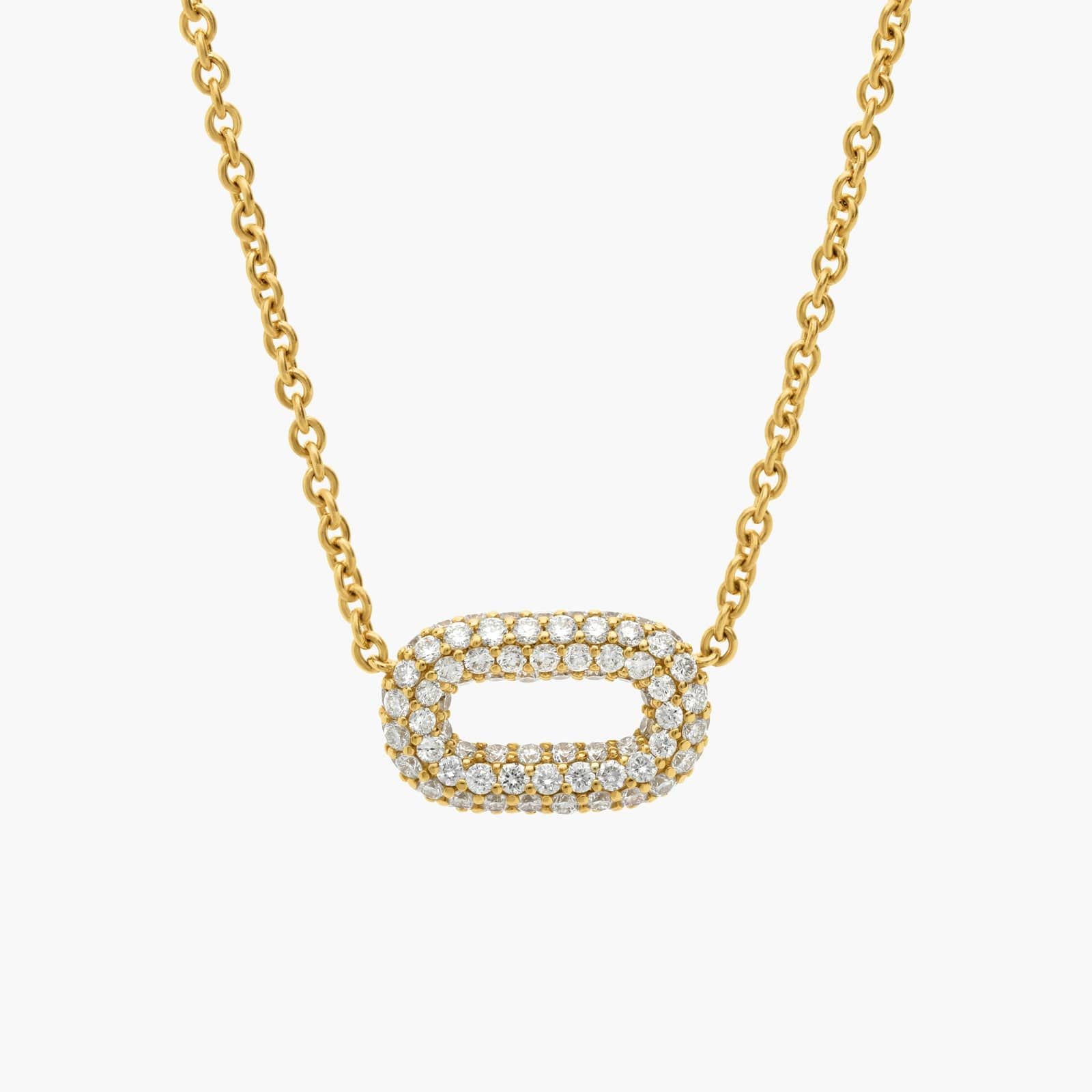 Ellipse Pendant in 14K Yellow Gold with Diamonds