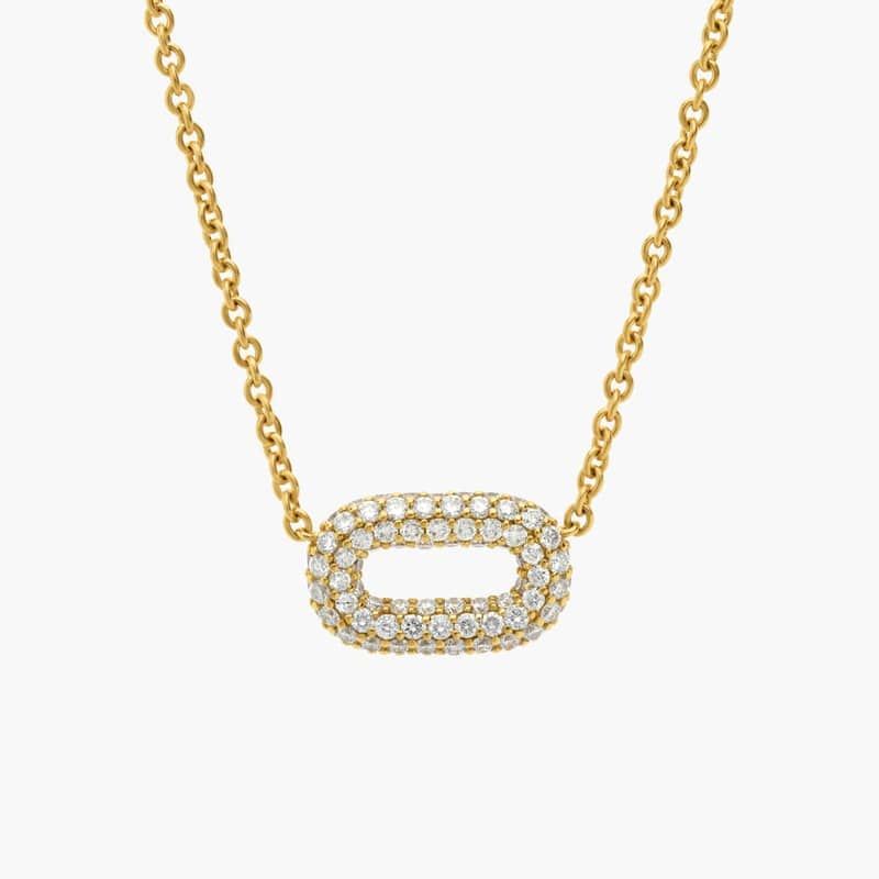 Ellipse Pendant in 14K Yellow Gold with Diamonds
