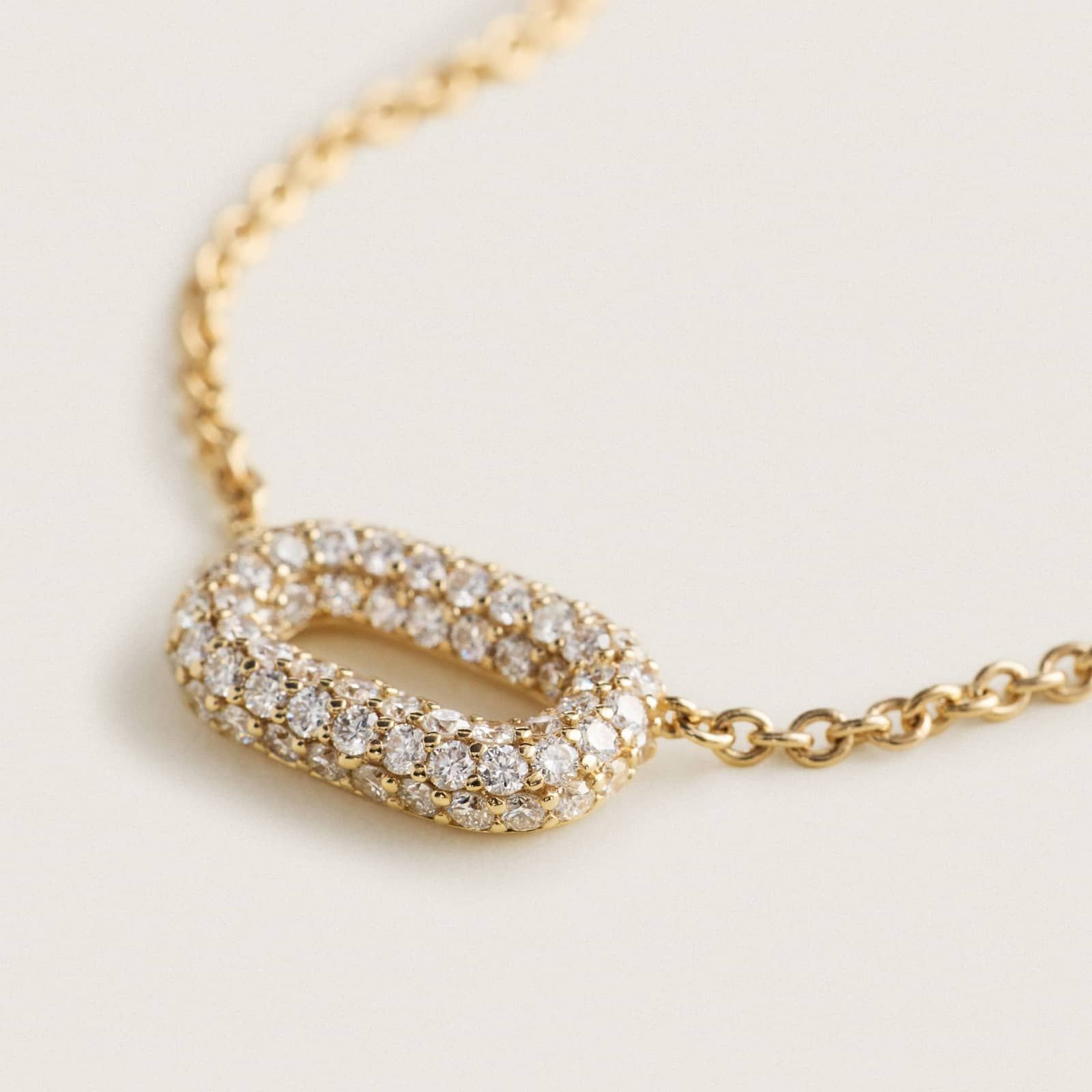 Ellipse Pendant in 14K Yellow Gold with Diamonds
