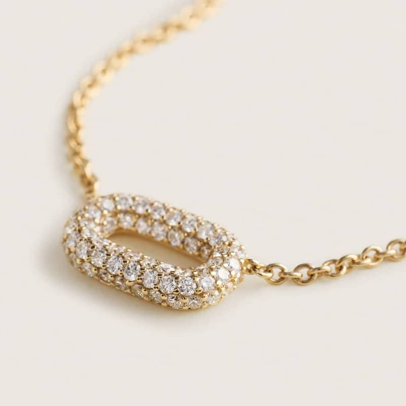 Ellipse Pendant in 14K Yellow Gold with Diamonds
