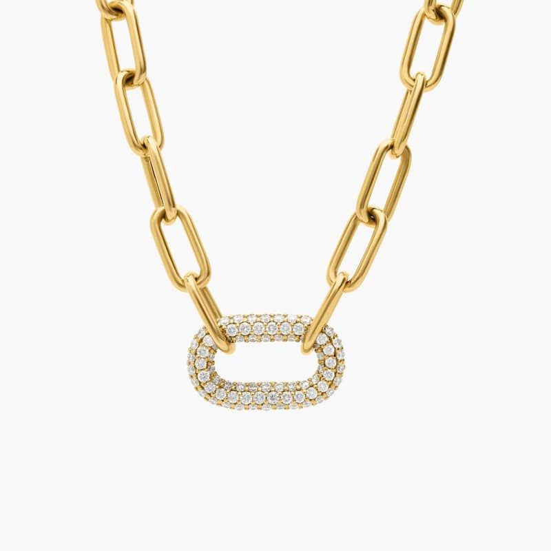 Ellipse Necklace in 14K Yellow Gold with Diamonds
