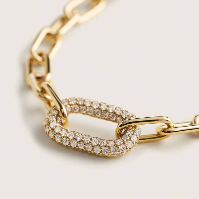 Ellipse Necklace in 14K Yellow Gold with Diamonds
