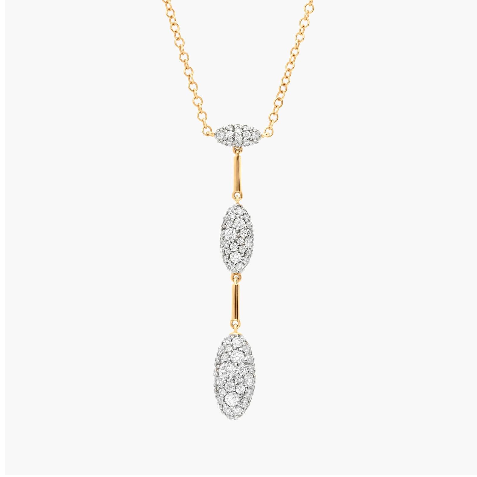 Modern Pave Drop Necklace in 14K Yellow Gold With Diamonds