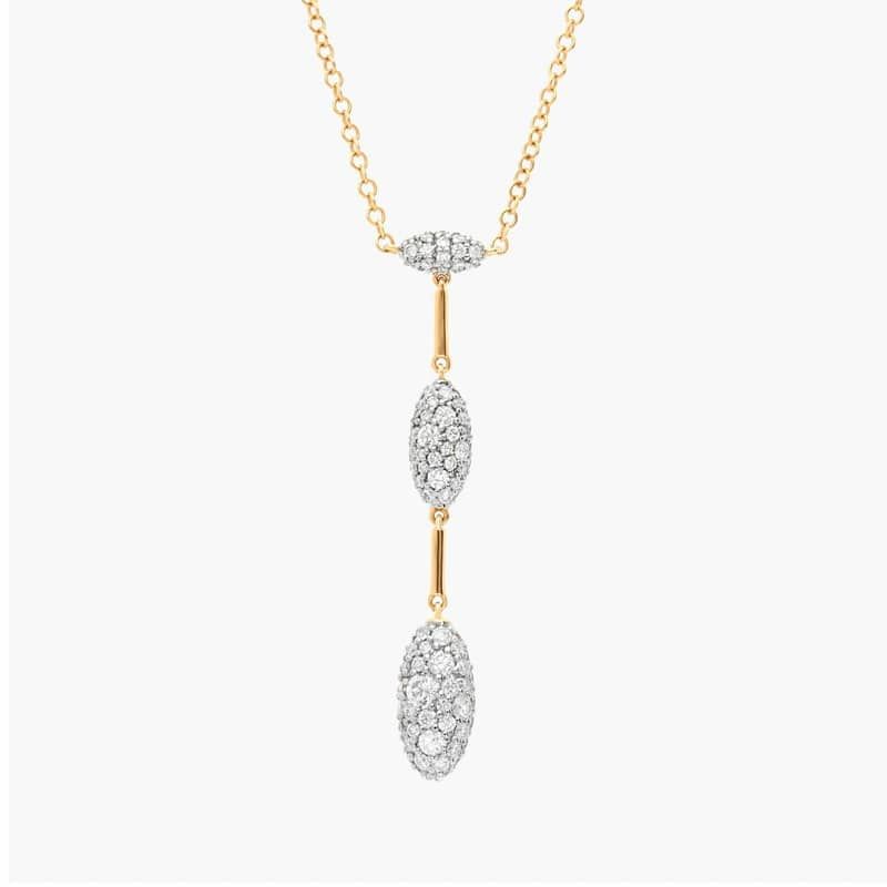 Modern Pave Drop Necklace in 14K Yellow Gold With Diamonds