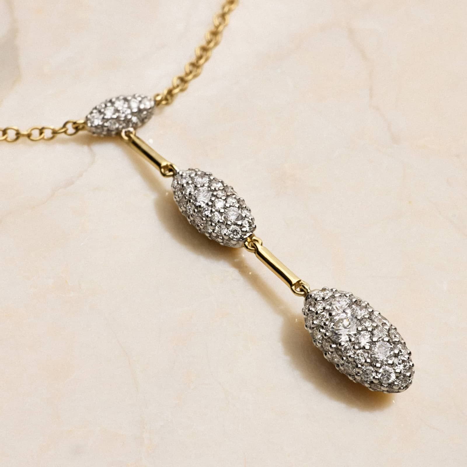 Modern Pave Drop Necklace in 14K Yellow Gold With Diamonds