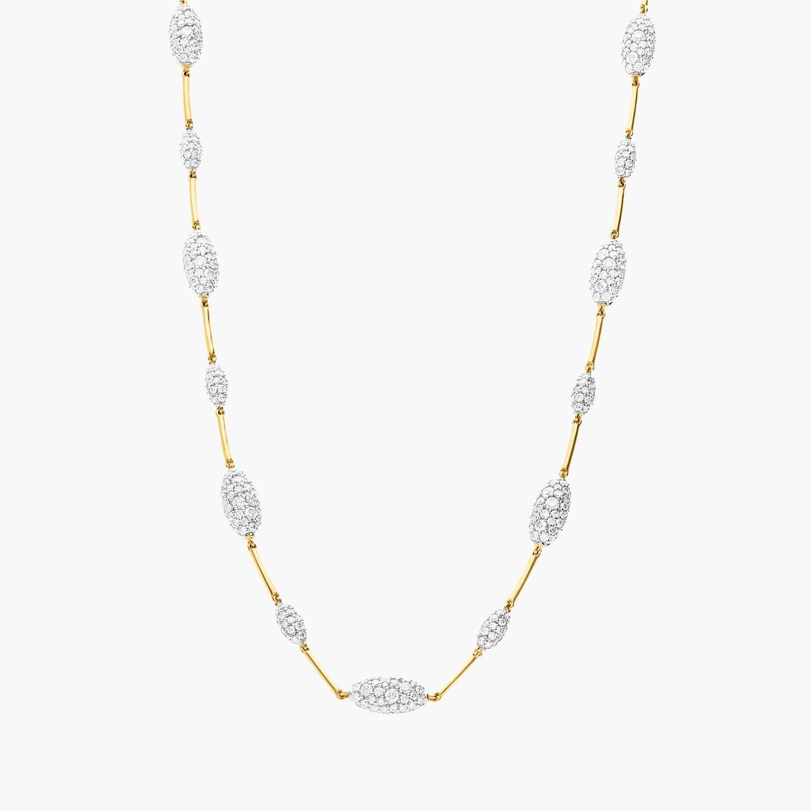 Modern Pave Full Station Necklace in 14K Yellow Gold With Diamonds