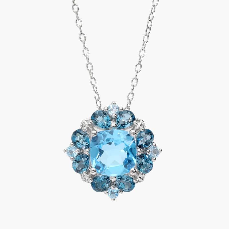 Blue Topaz Necklace in Sterling Silver