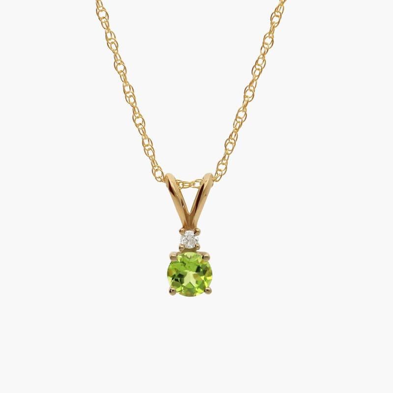 Peridot Necklace with Diamond Accent in 14K Yellow Gold (1/50 ct. tw.)