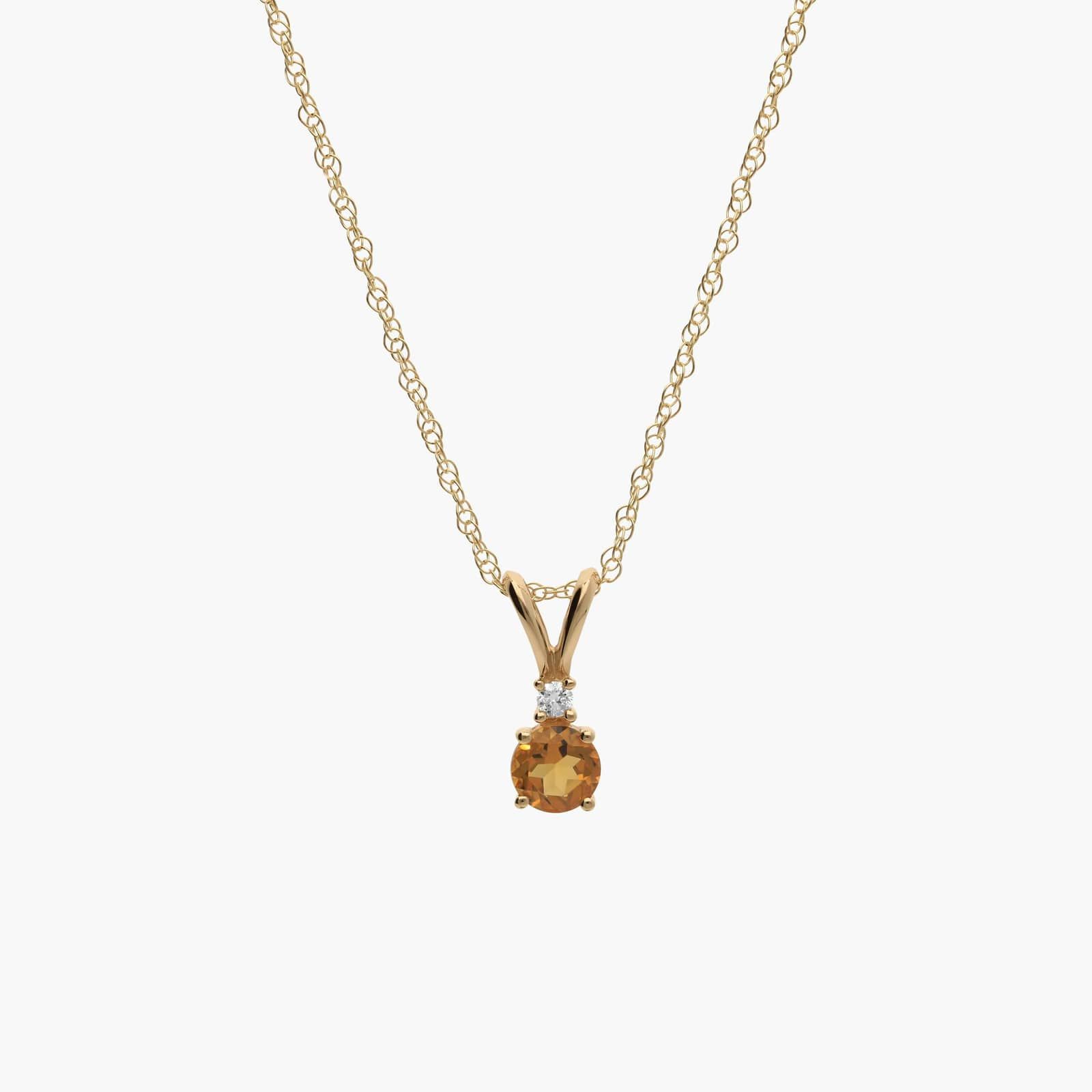 Citrine Necklace with Diamond Accent in 14K Yellow Gold (1/50 ct. tw.)