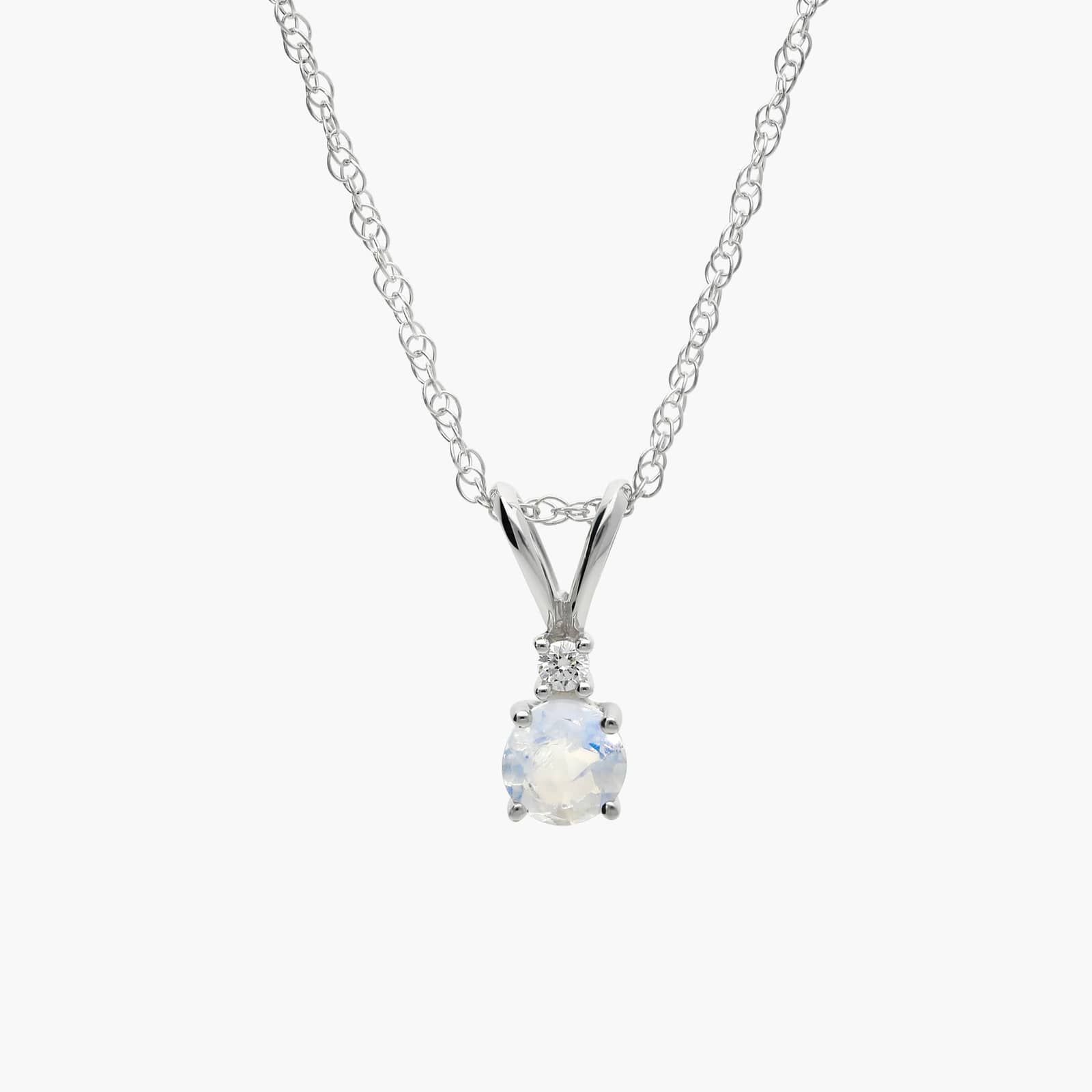 Moonstone Necklace with Diamond Accent in 14K White Gold (1/50 ct. tw.)