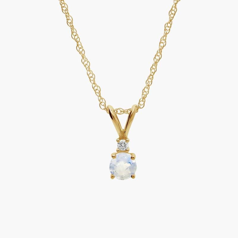 Moonstone Necklace with Diamond Accent in 14K Yellow Gold (1/50 ct. tw.)