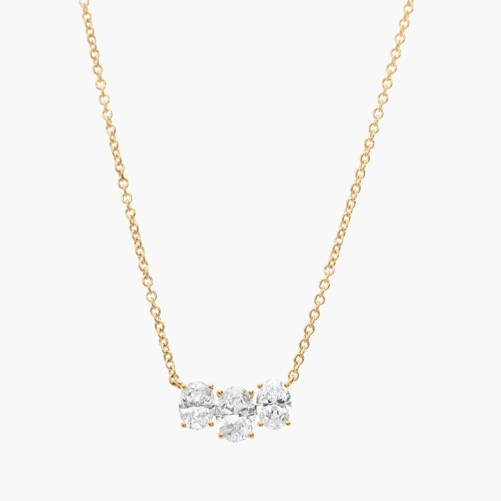 Three-Stone Lab- Grown Diamond Necklace, 14K Yellow Gold (7/8 ct. tw.)