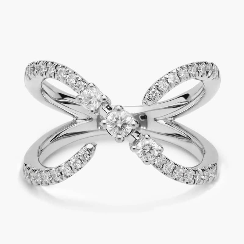 Open Crossover Diamond Fashion Ring in 14k White Gold (3/8 ct. tw.)